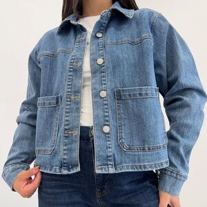 Nanette Lepore Oversized Crop Cotton Denim Jean Jacket size XL